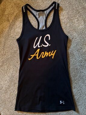 Under Armour Black Racerback Tank with U.S. Army Script